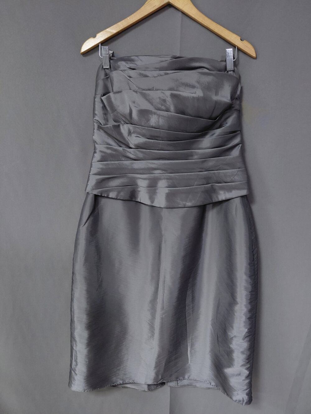 Jade by Jasmine Gray Strapless Ruched Peplum Cocktail Dress Women Size 10